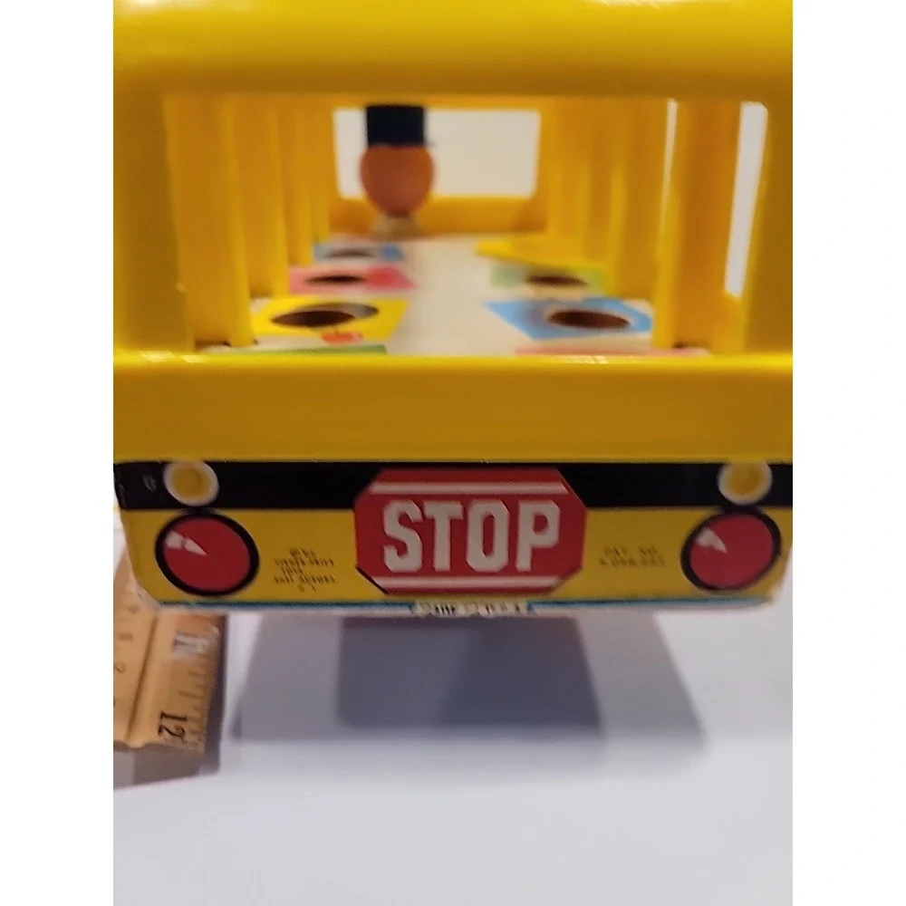 Vtg Fisher Price School Bus Little People Wood 192 1965 Original Issue